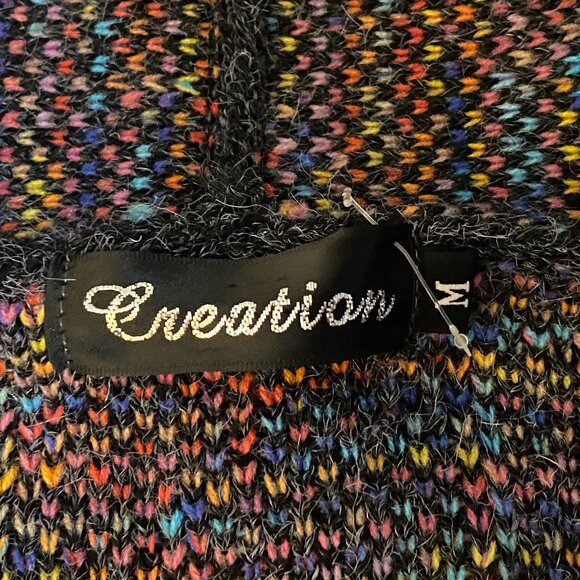 NEW Creation Womens Sz M Cardigan Sweater Snap Wool Blend Dark Gray/Multi Fringe - Picture 9 of 12